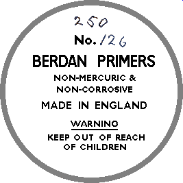 Lid details from a pack of 250 type 126 primers