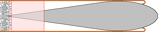 Outline showing case placement of streamlined shape