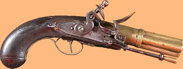 Parallel firing four barrelled pistol