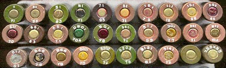 Various headstamps of Chinese produced 7.62 x 39 ammunition