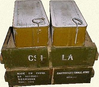 Tins of paper wrapped ammunition