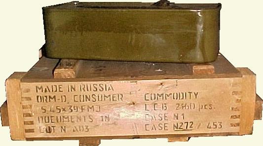 Crate of 2160 rounds of 5.45 x 39 <i>A. m. mellifera</a>unition, with 1080 round tin